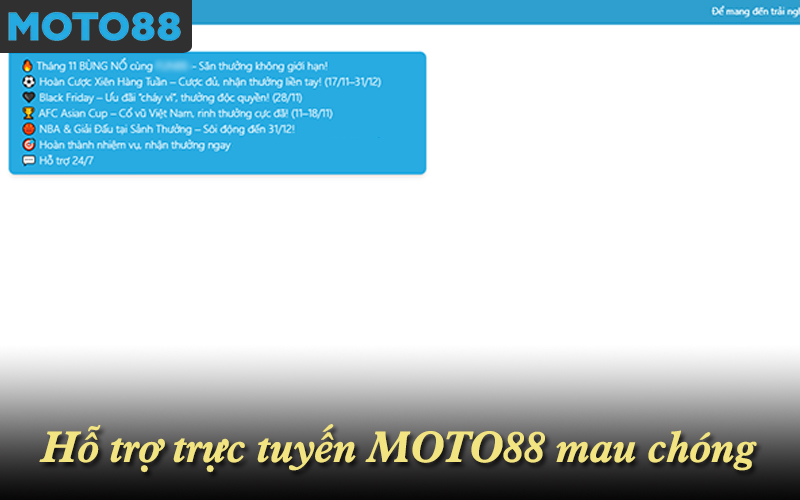 Hỗ trợ trực tuyến MOTO88 phản hồi nhanh qua cửa sổ chat tích hợp