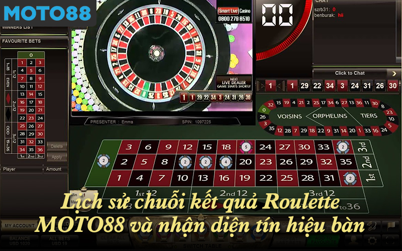 Lịch sử chuỗi kết quả Roulette MOTO88 và nhận diện tín hiệu bàn quay