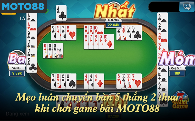Mẹo luân chuyển bàn 5 thắng 2 thua khi chơi game bài MOTO88